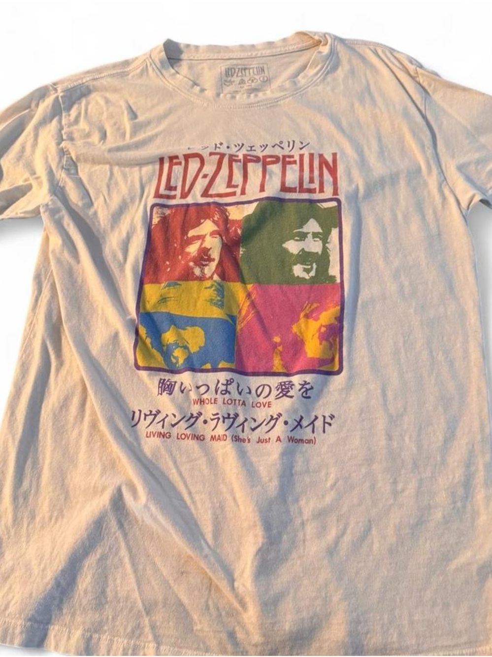 Led Zeppelin's "Whole Lotta Love" tshirt White Graphic Band Tee